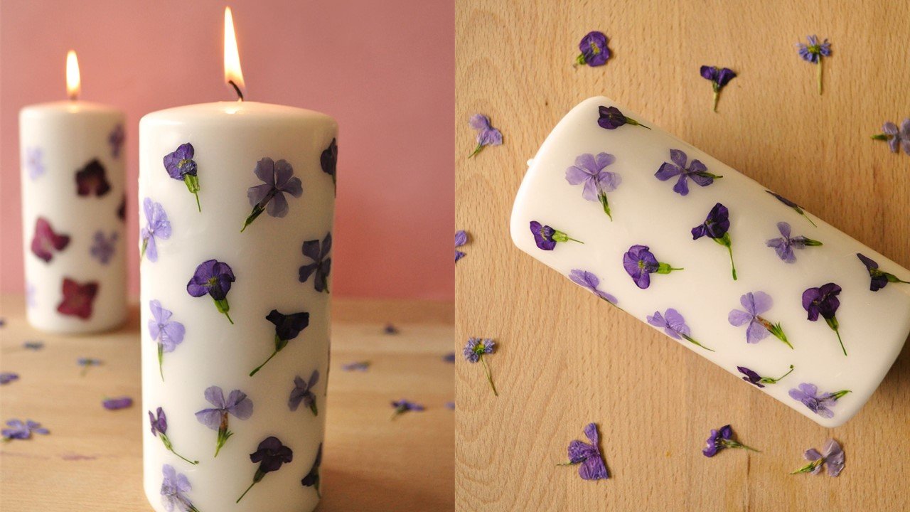 Decorated Dried Flower Candles