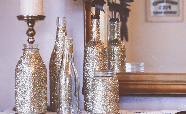 Glittered Wine Bottles