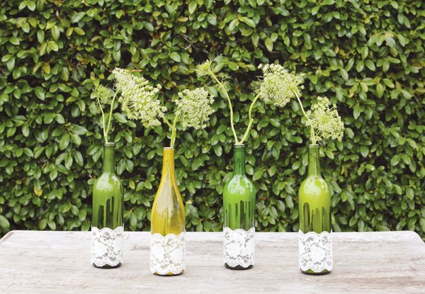 Lace Wine Bottle Vases