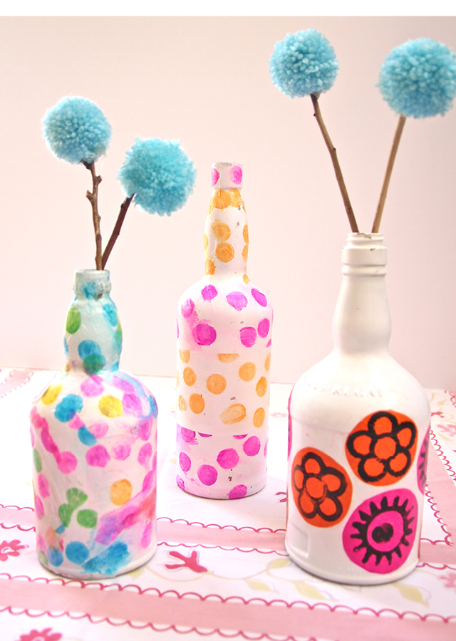 Mod Podge Wine Bottle Vases