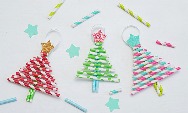 Paper Straw Christmas Trees