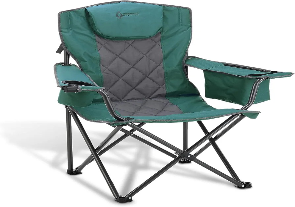 Quilted Camping Chair With Side Pouches