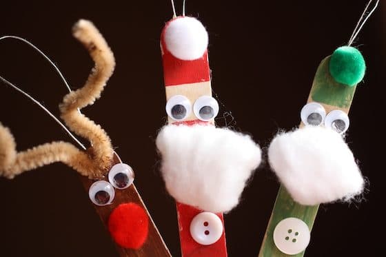Santa and Reindeer Stick Characters