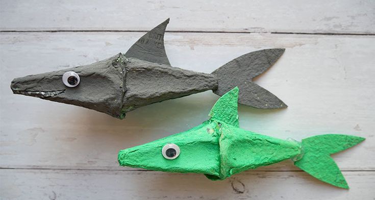 Scary-Looking Sharks for Egg Carton Crafts