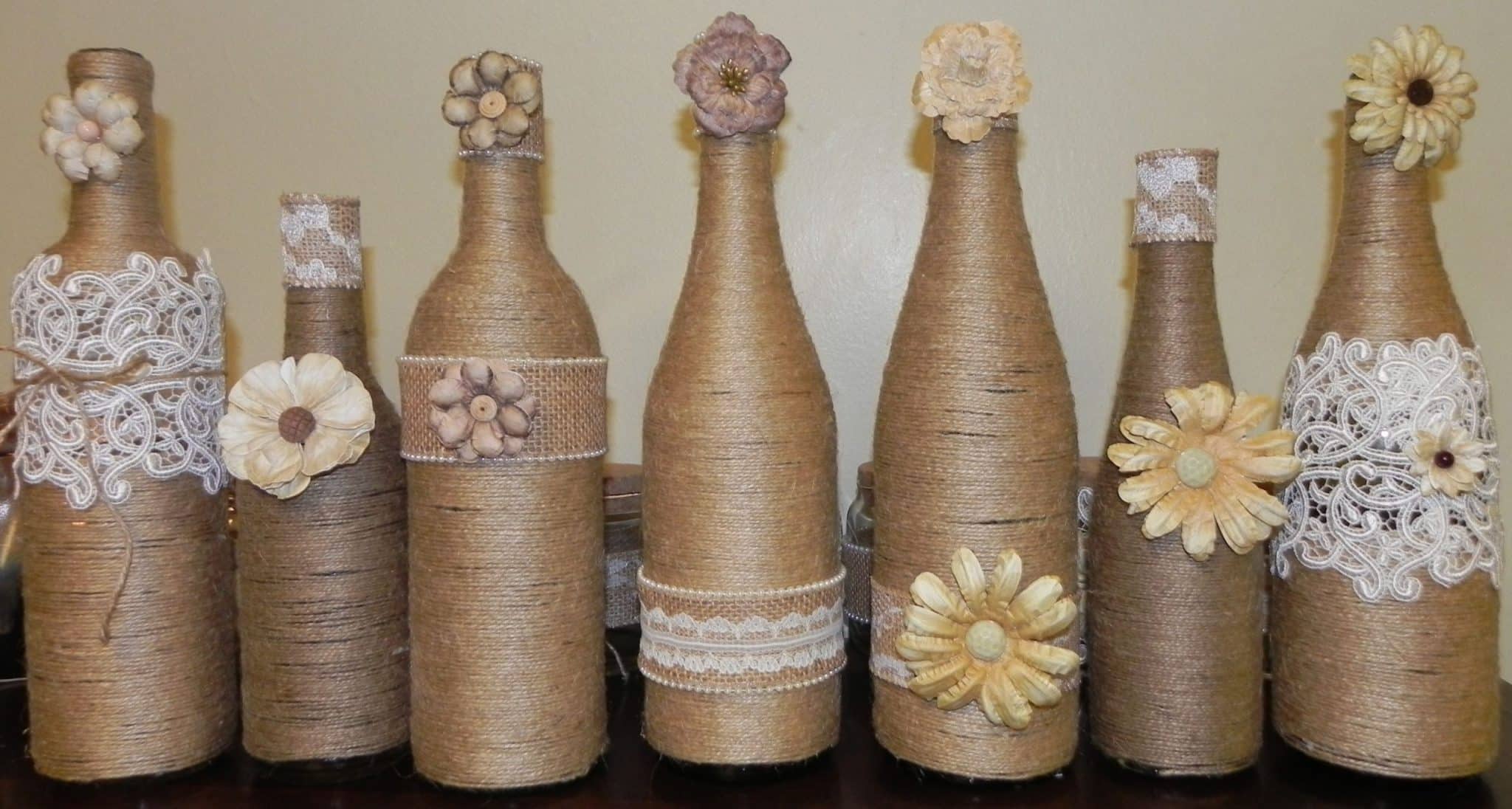 Twine Wrapped Wine Bottles