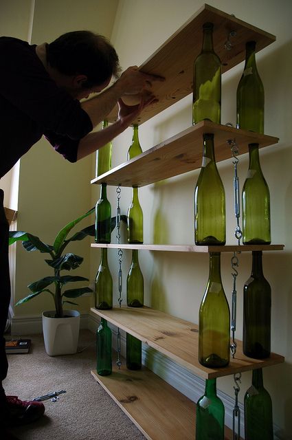 Wine Bottles as Shelf Holders