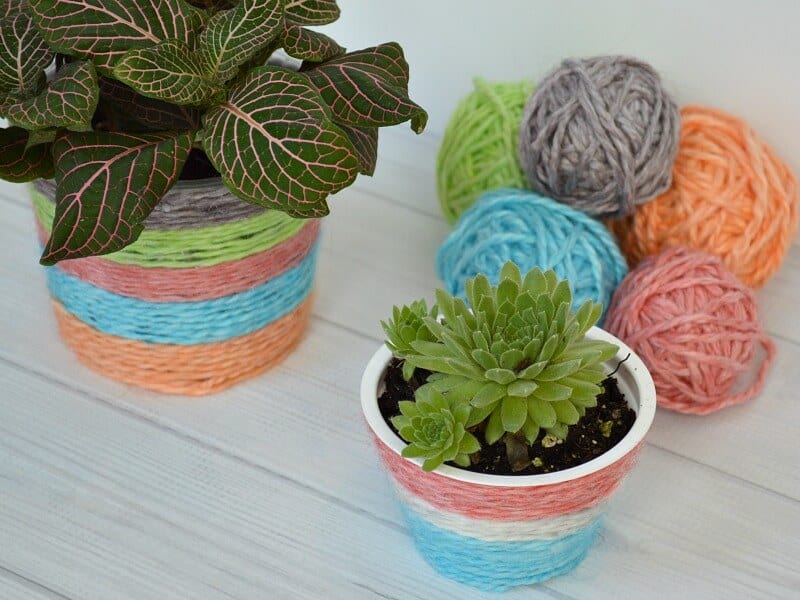 Yarn Wrapped Plant Pots