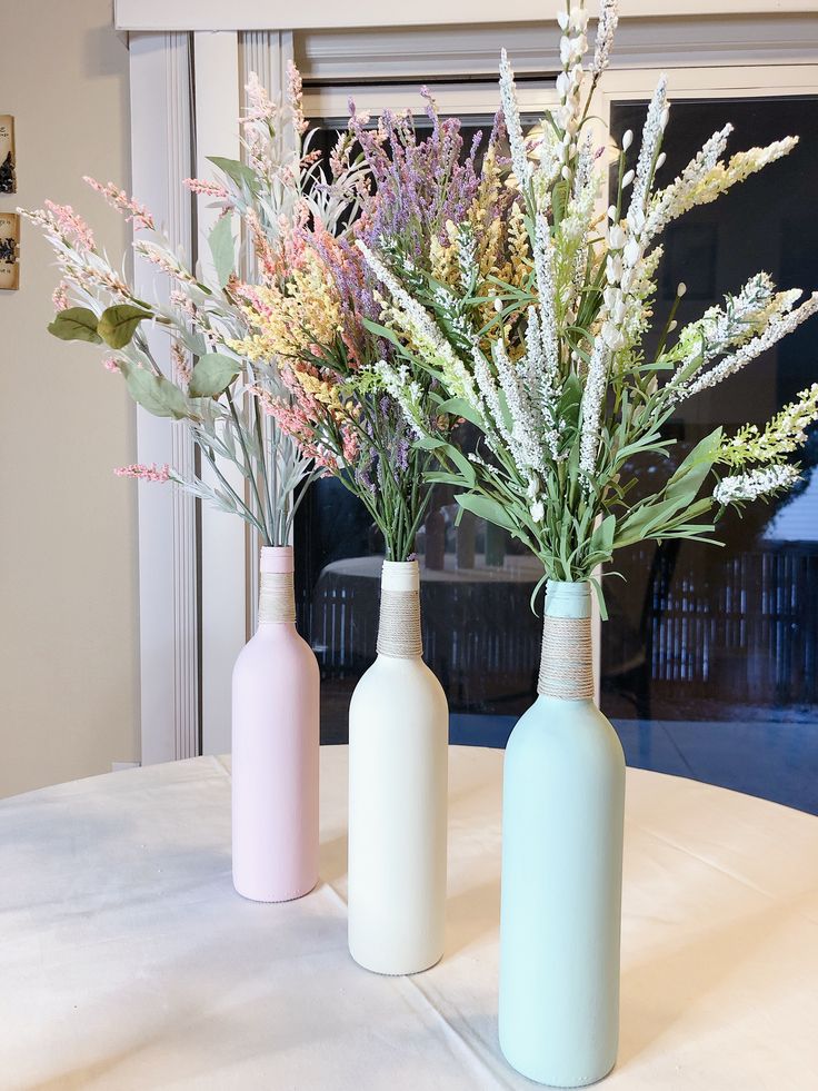 Pastel Wine Bottle Vases