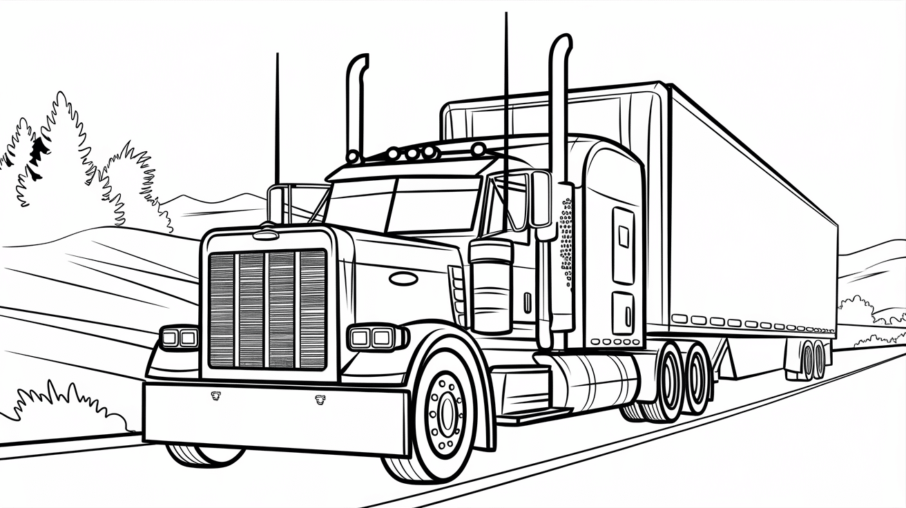 A_detailed_Peterbilt_semi-truck_with_shiny_chrome_accents_driving_along_a_highway