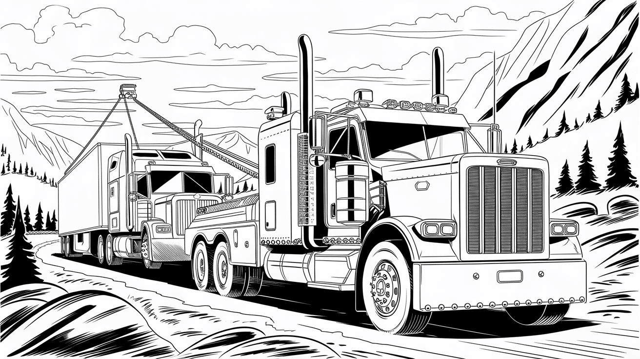 A_heavy-duty_tow_rig_pulling_a_semi-truck_in_a_mountain_pass