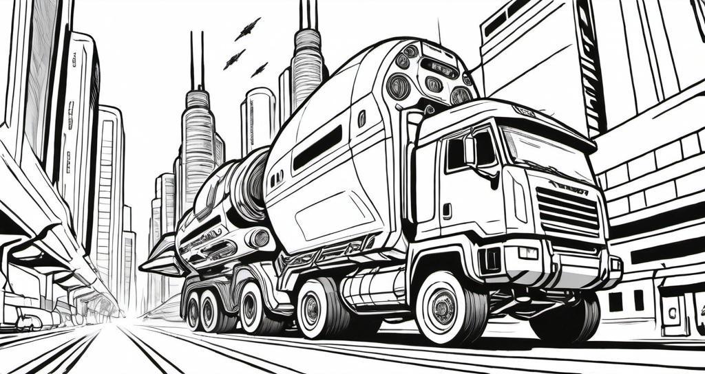 A_sci-fi_truck_with_jet_boosters_flying_through_a_futuristic_city