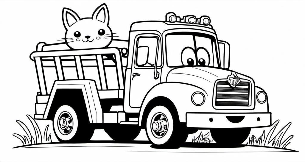 A_tow_truck_with_animal_ears_and_a_playful_tongue_sticking_out