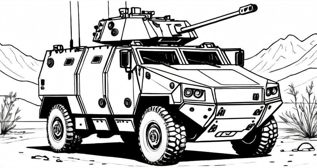 An_armored_vehicle_with_a_tactical_design_parked_at_a_base