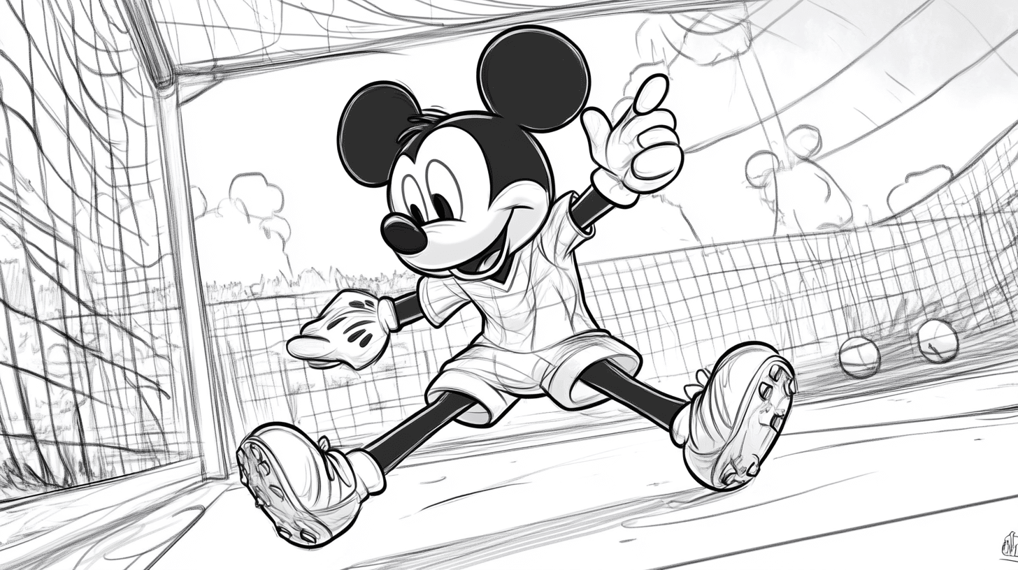 Mickey_is_playing_soccer_and_kicking_a_ball_into_the_goal