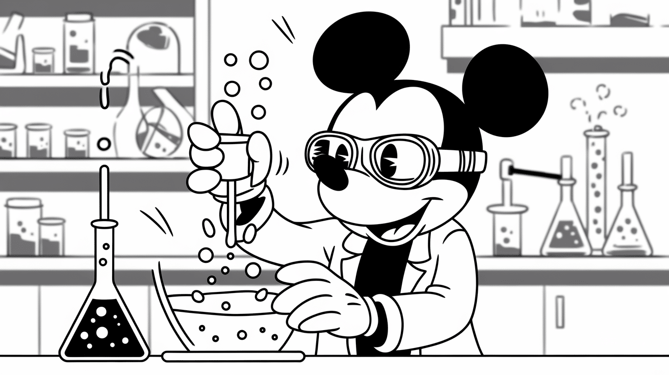 Mickey_mixing_bubbling_potions_in_a_lab_with_flasks_and_smoke