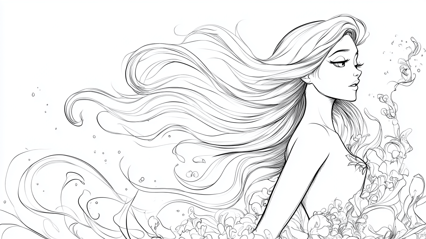 Pretty_Mermaid_With_Flowing_Hair