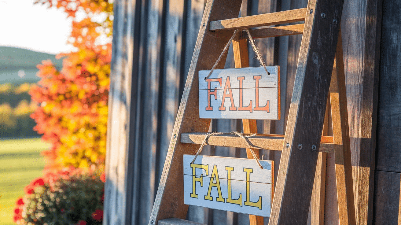Wooden_Ladder_with_Hanging_Fall_Signs