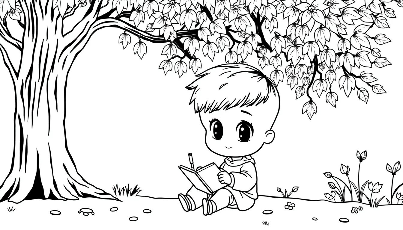 Kid_Writing_in_a_Journal_Under_a_Tree