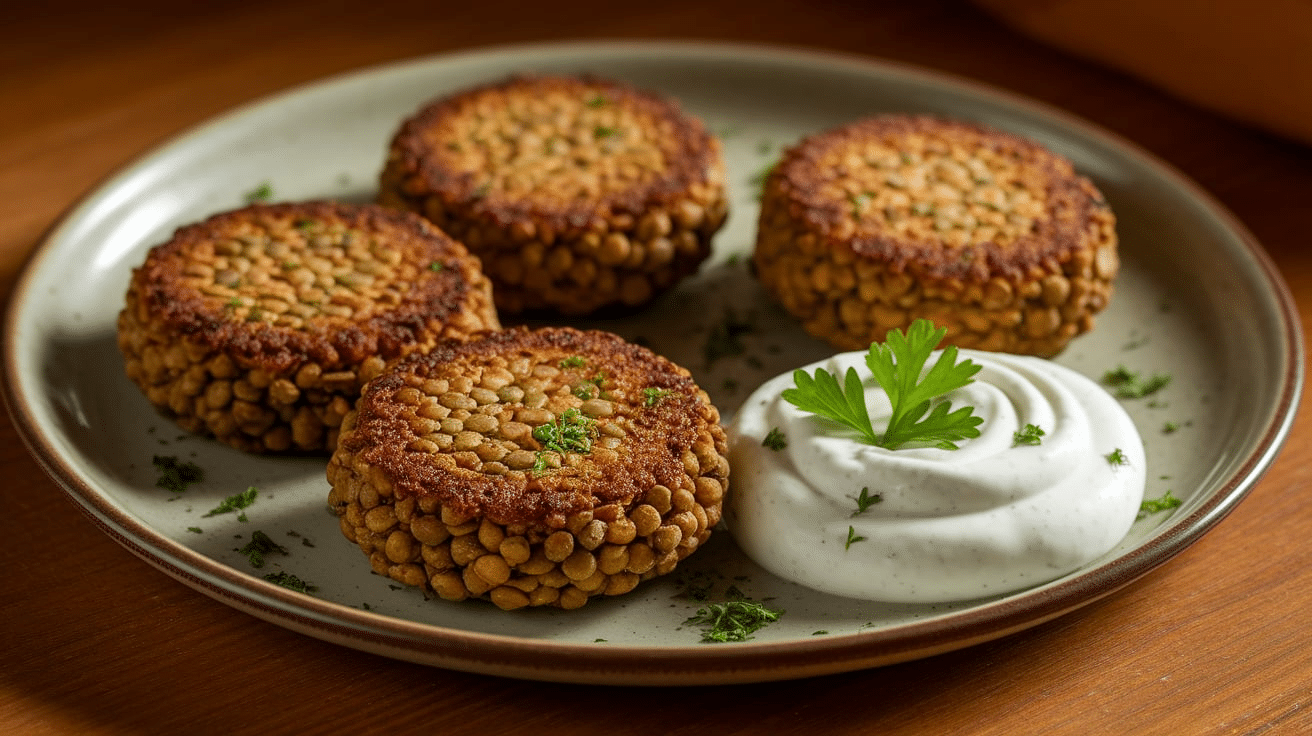 Lentil_Patties_with_Yogurt_Dip