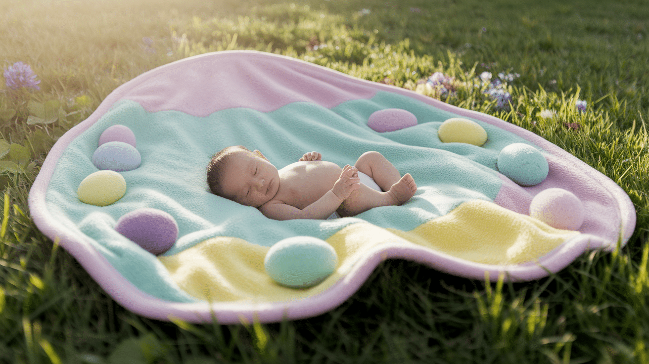 Lying_on_a_Blanket_Shaped_Like_an_Easter_Egg