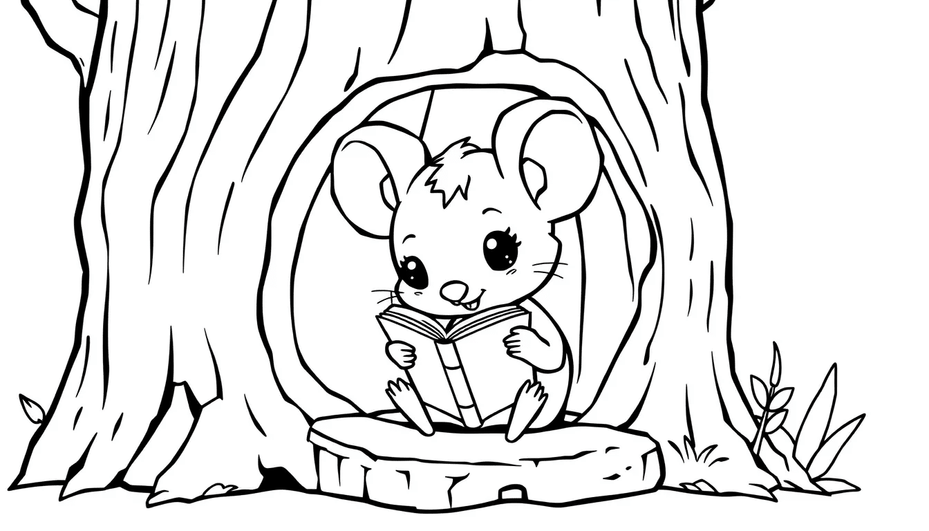 Mouse_Reading_a_Book_Inside_a_Tree