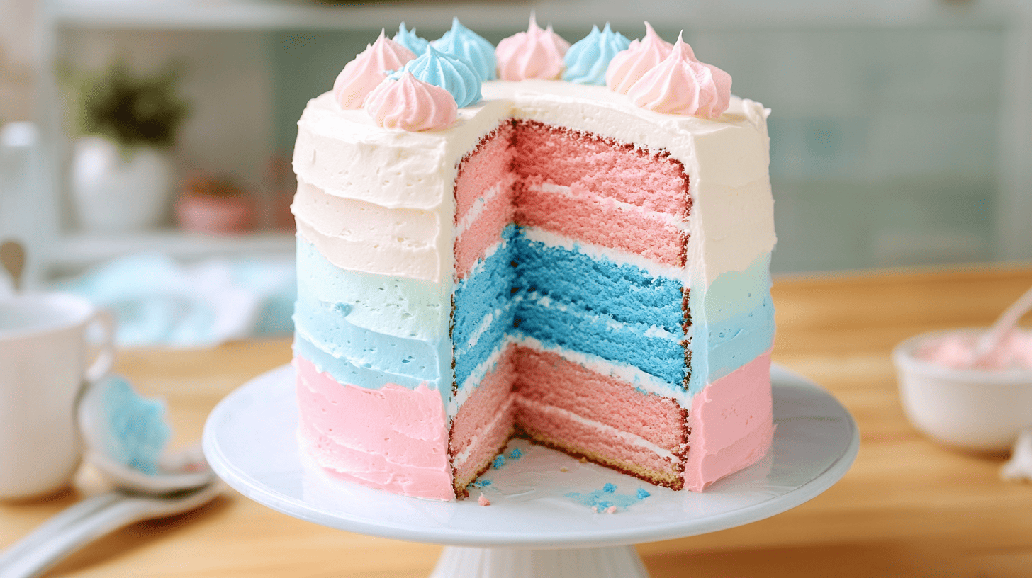 Pink and Blue Layer Cake