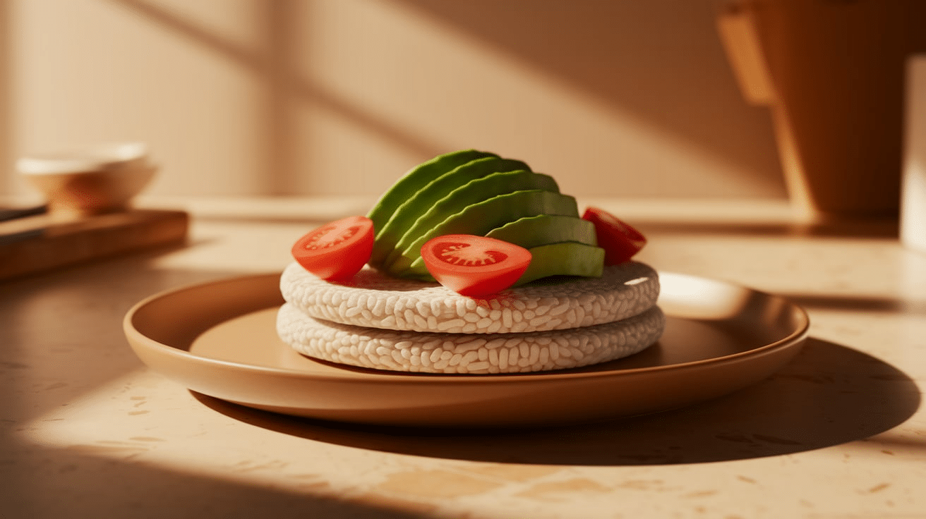 Rice_Cakes_Topped_with_Avocado_and_Cherry_Tomatoes
