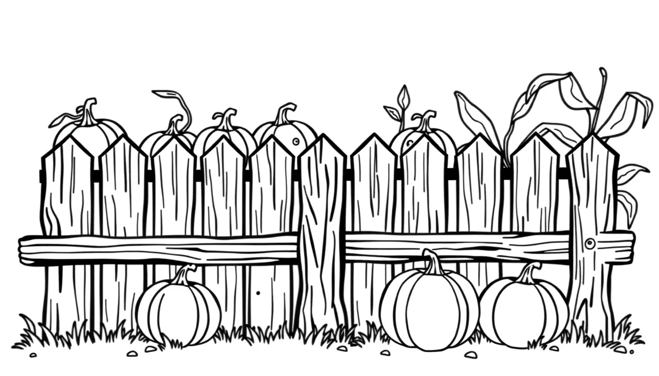 Wooden_Fence_with_Pumpkins_and_Corn_Stalks