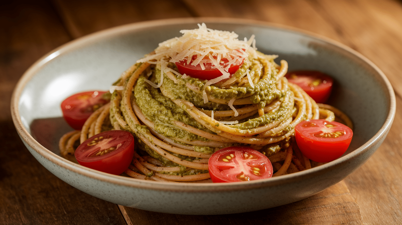 Pasta with Pesto and Cherry Tomatoes