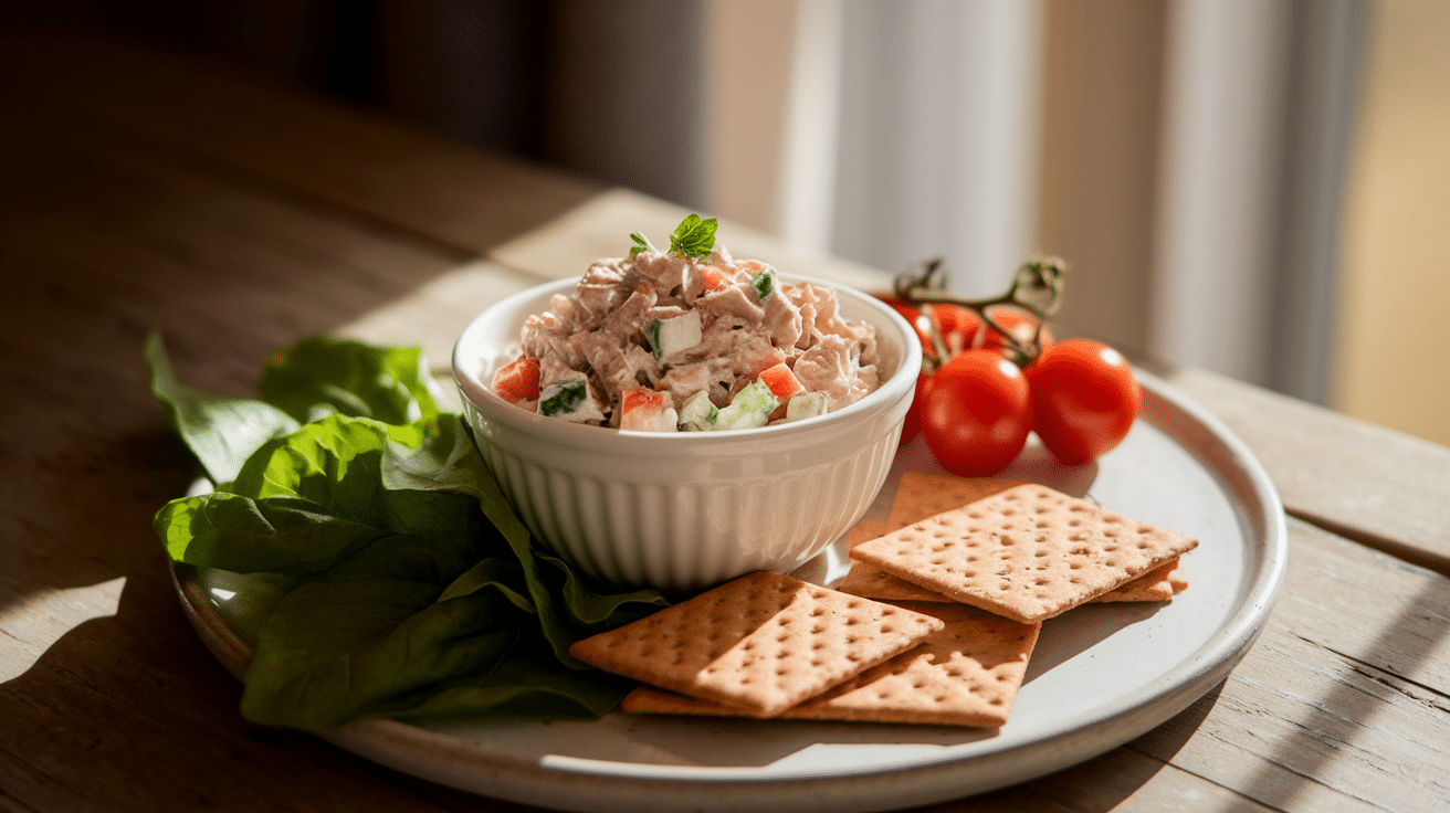 Tuna Salad on Whole Wheat Crackers
