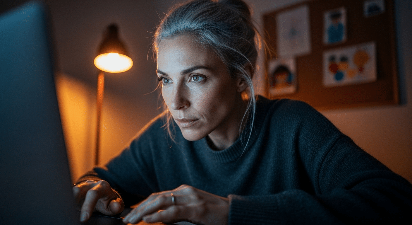 A women watching on a screen