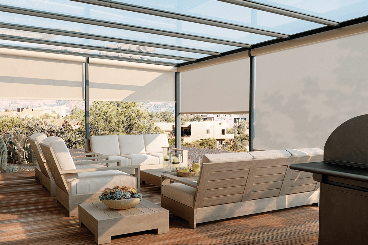 outdoor roller shade systems