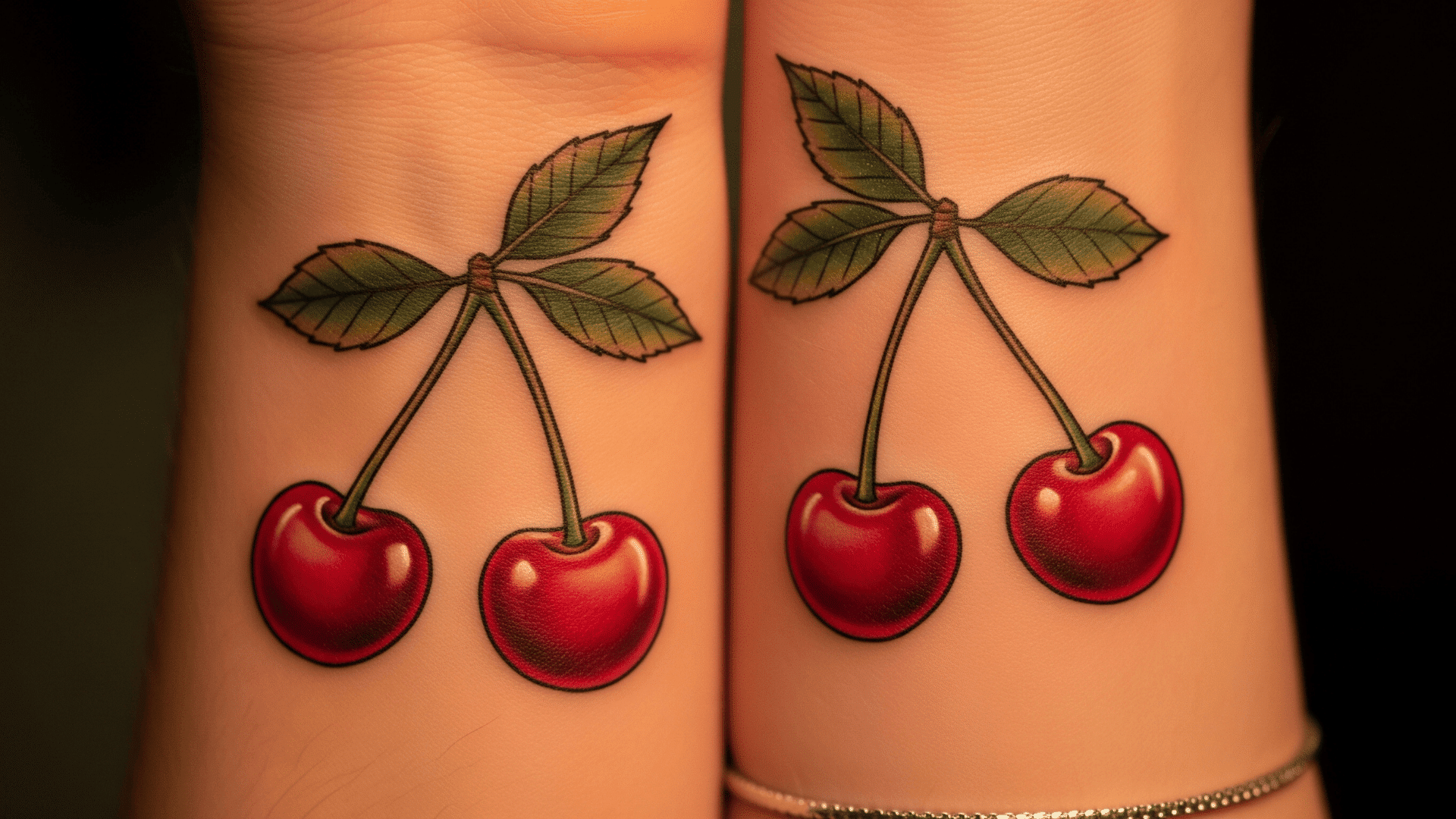 matching cherries mother daughter tattoo symbol
