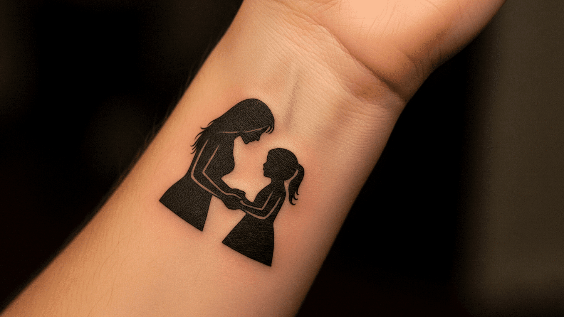 silhouttes mother daughter tattoo symbol
