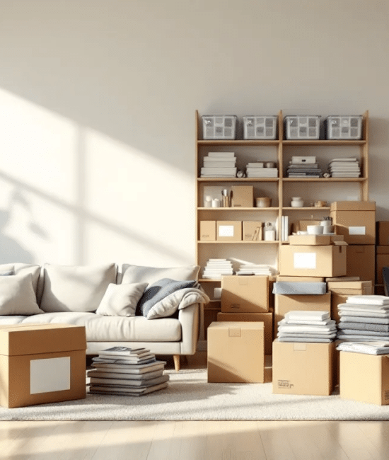 Strategically packed boxes in different rooms for an efficient moving process.