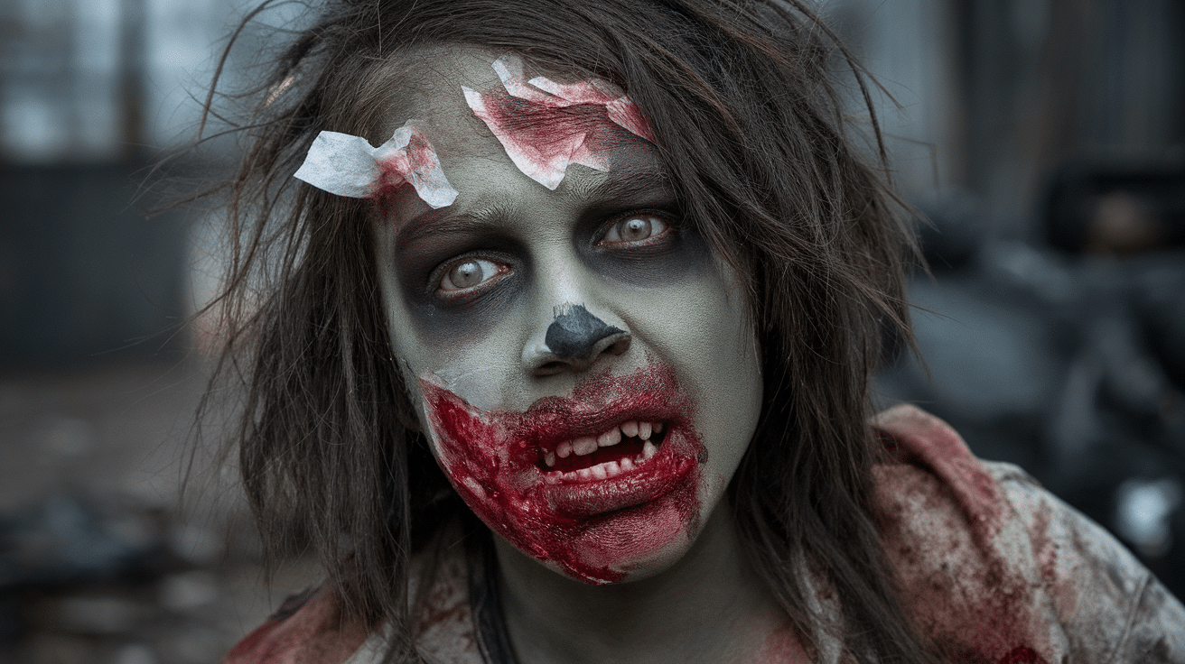 a photo of a person with a creepy zombie