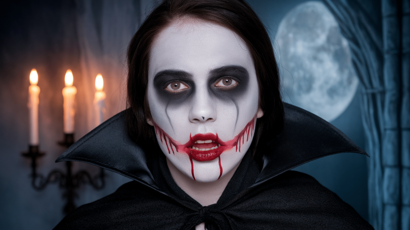 a photo of a person with a halloween face