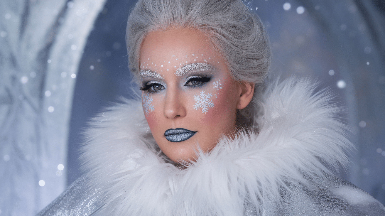 a photo of a regal adult woman with icy