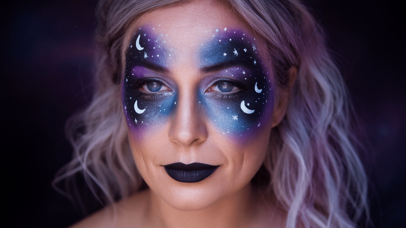 a photo of an adult woman with cosmic