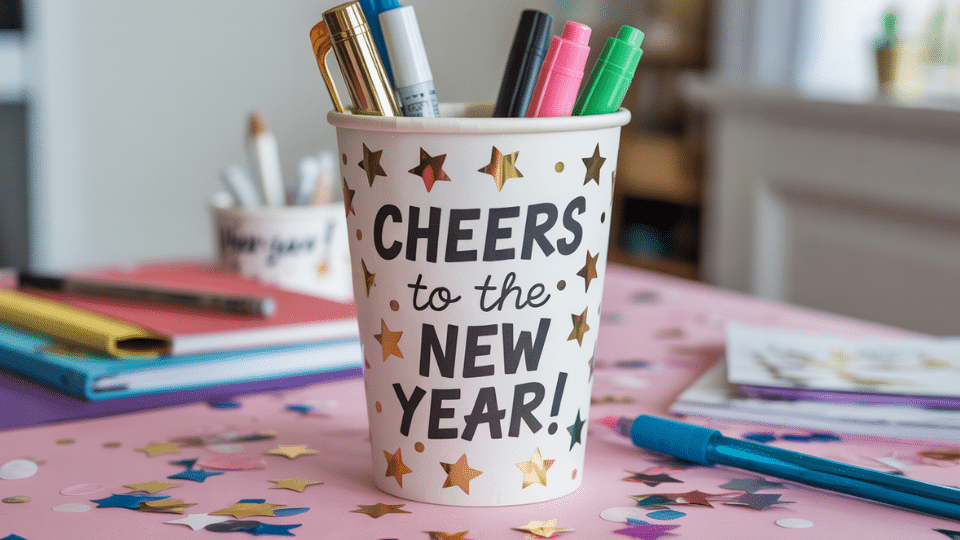 cheers to the new year stationary holder