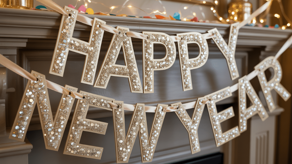 glitter new year banner