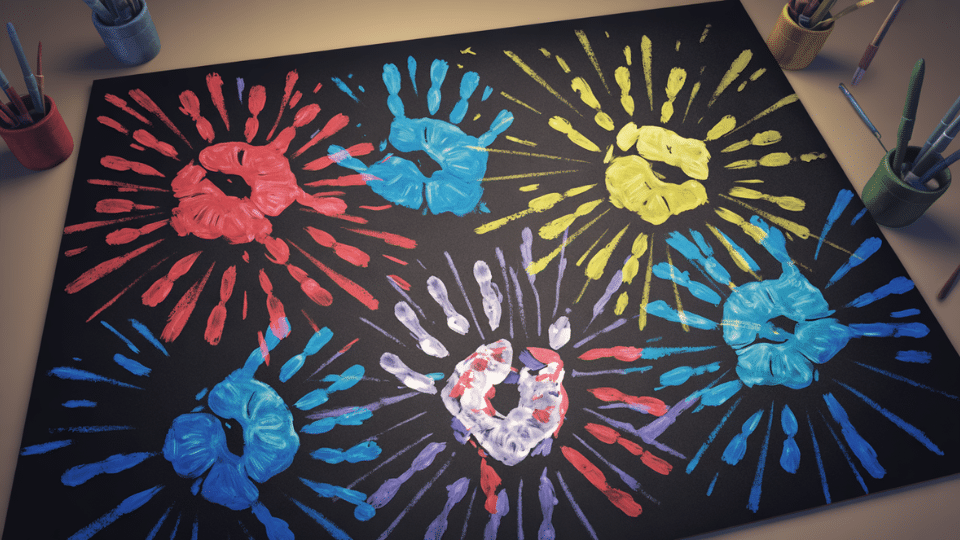 handprint fireworks painting
