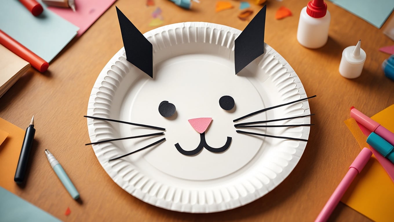paper plate cat face