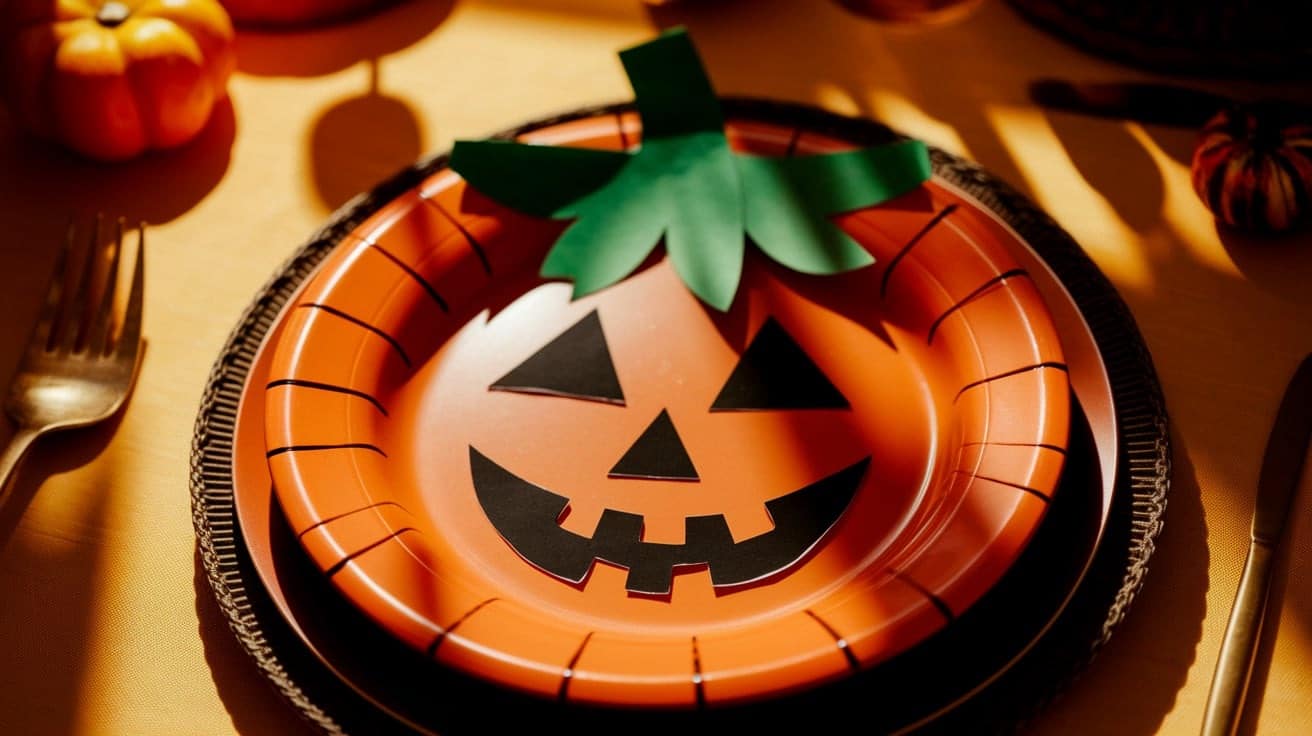 paper plate pumpkin