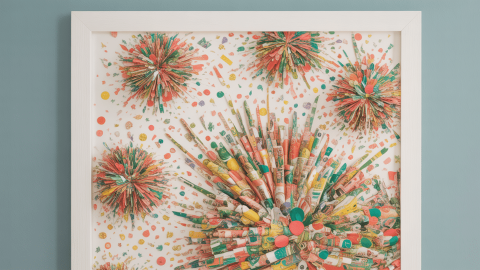recycled confetti wall art