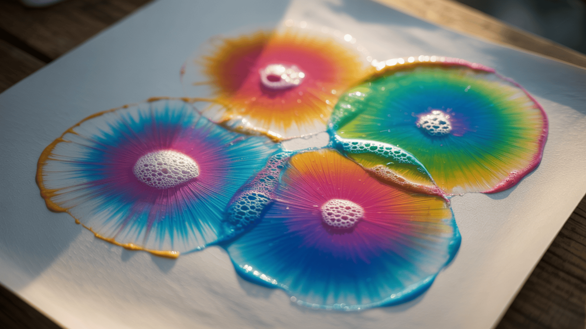bubble painting with food coloring