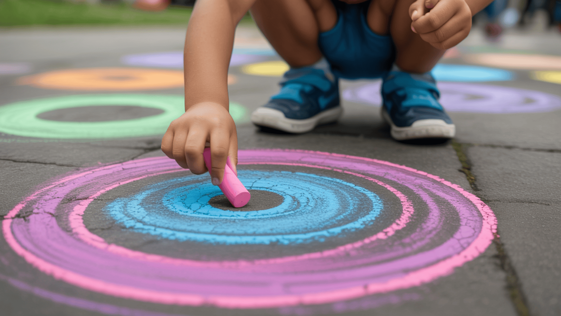 water chalk painting outside