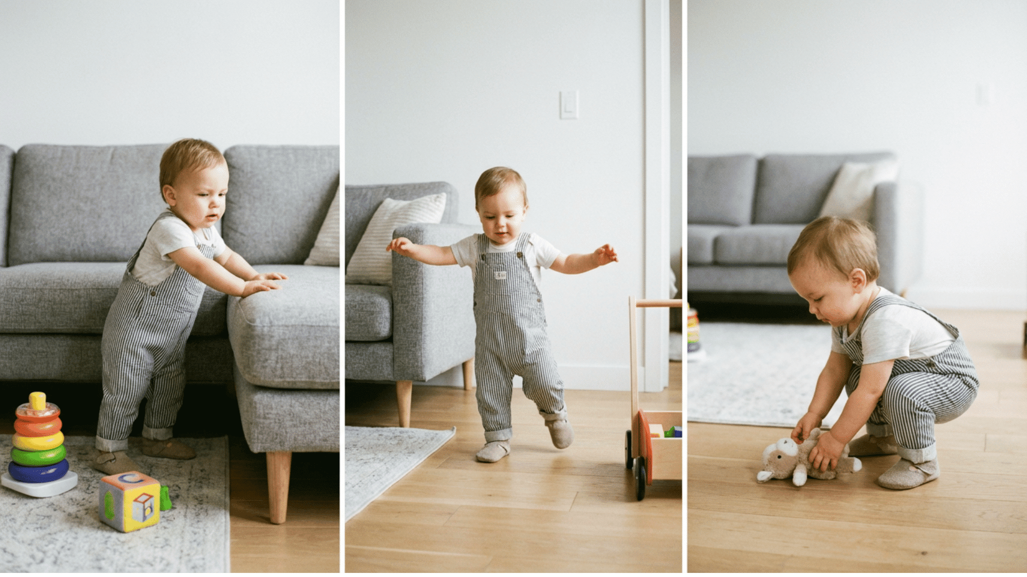 13 month toddler walking and standing with support showing physical development