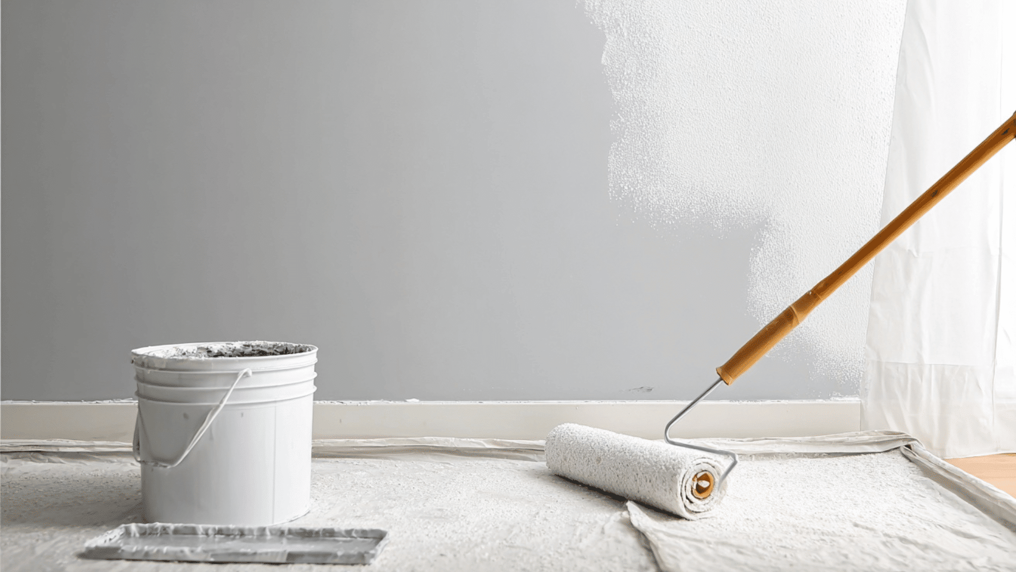 Acrylic paint drying quickly on wall with fan airflow in clean room