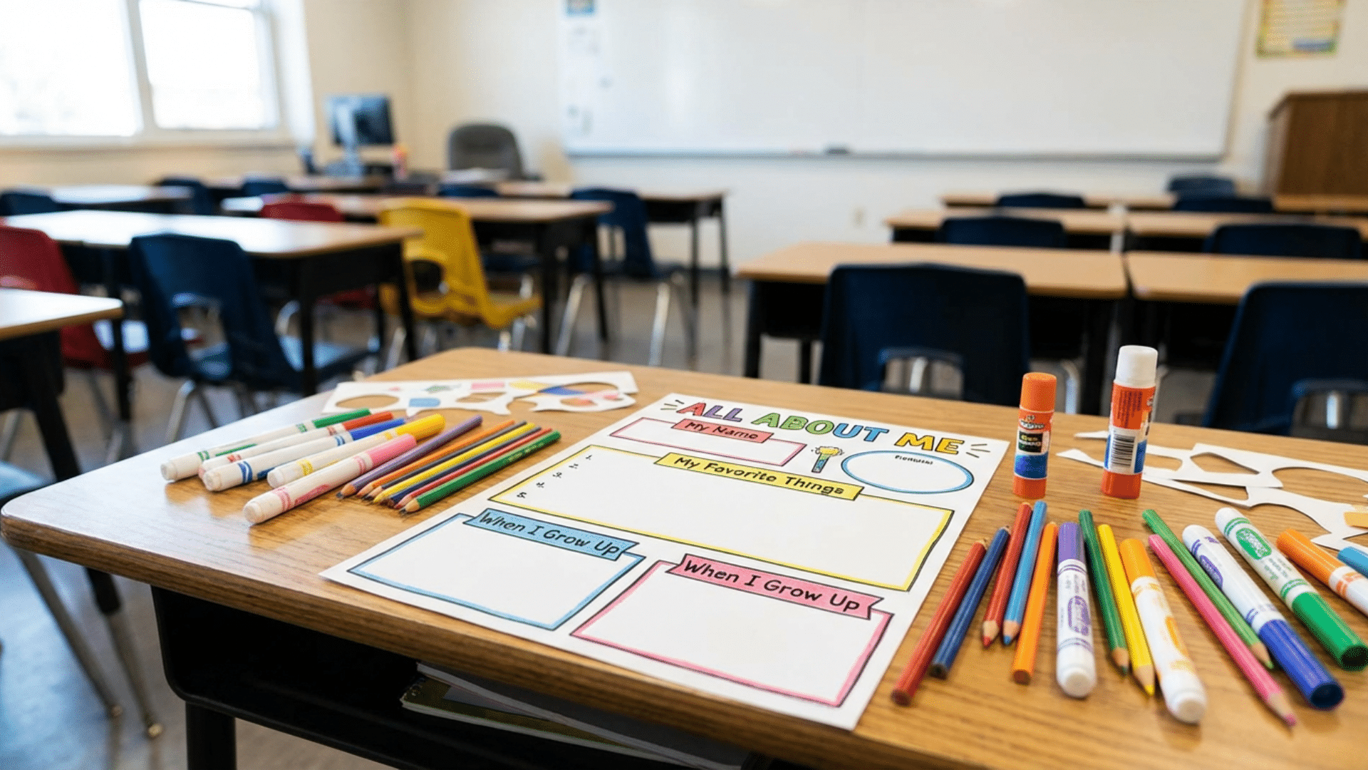 All About Me poster template for first week classroom activity